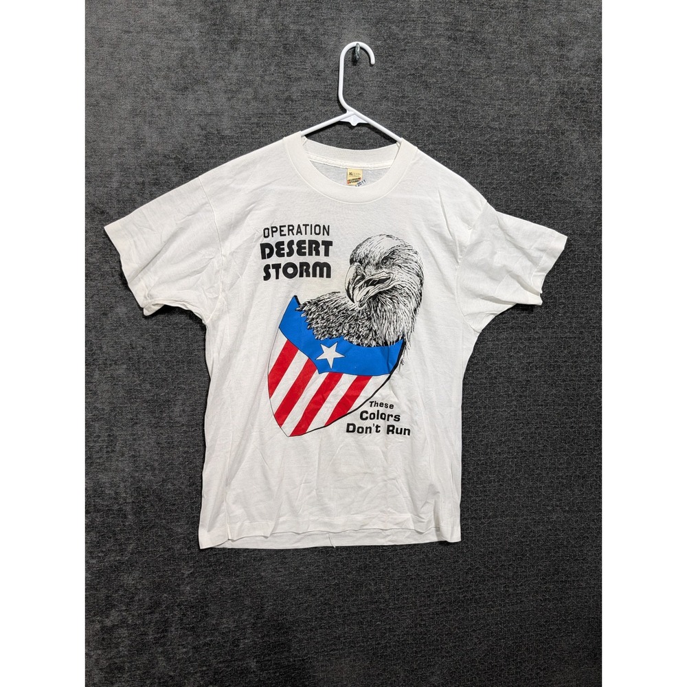 Vintage Screen Stars Operation Desert Storm T Shirt XL White Single Stitch Eagle